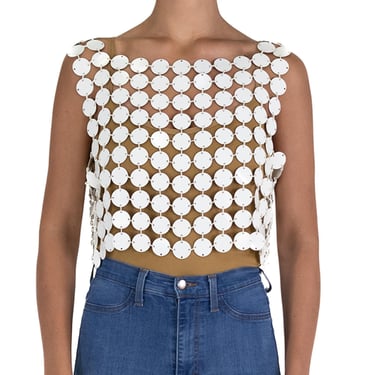 1960'S Paco Rabanne  Style White Plastic Circle Chainmail Top 
