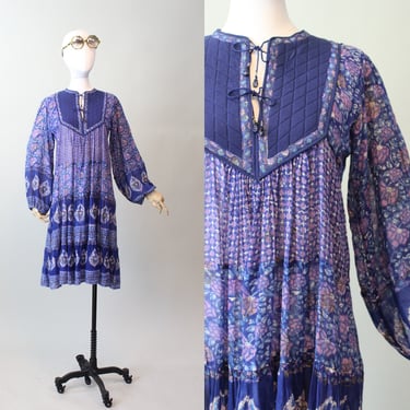1970s HER EXCELLENCY indian cotton caftan dress small medium | new spring 
