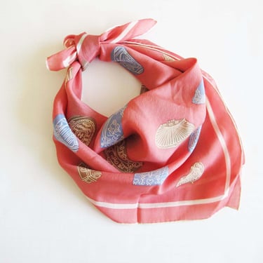 Laura Ashley Vintage Neckerchief Pink Long Silk Scarf with Paisley Print