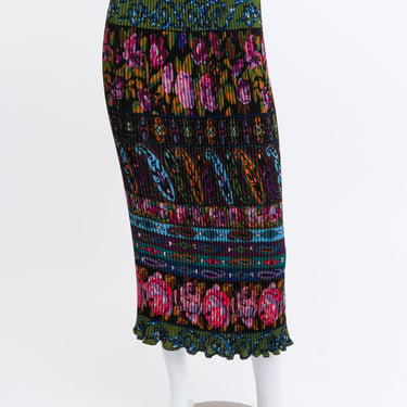 Pleated Floral Paisley Skirt