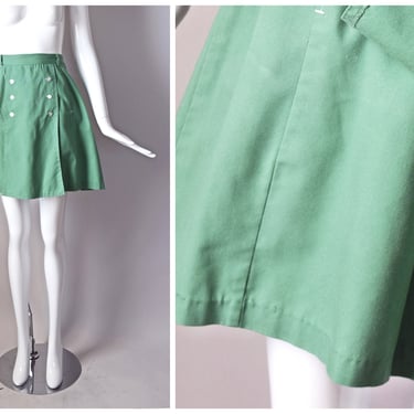 vtg 60s green Gator of Florida golf skirt skort | 1960s pleated button sailor skirt | size 14 | summer above knee country club 