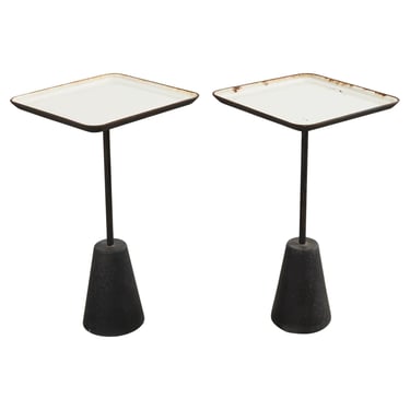 Pair of White Tom Dixon Spot Drink Tables