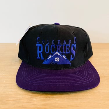 Vintage 90s Colorado Rockies Purple Mesh Trucker Snapback Hat Cap Youth