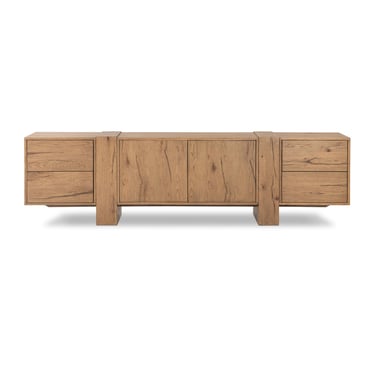 Fisher Media Console - Rustic Amber Oak Veneer | shipping 6/19/2025