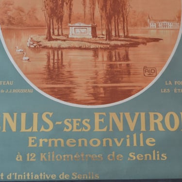 Vintage Art Deco French Travel Poster - Chemin de fer du Nord - Senlis-ses Environs - Original Lithograph 