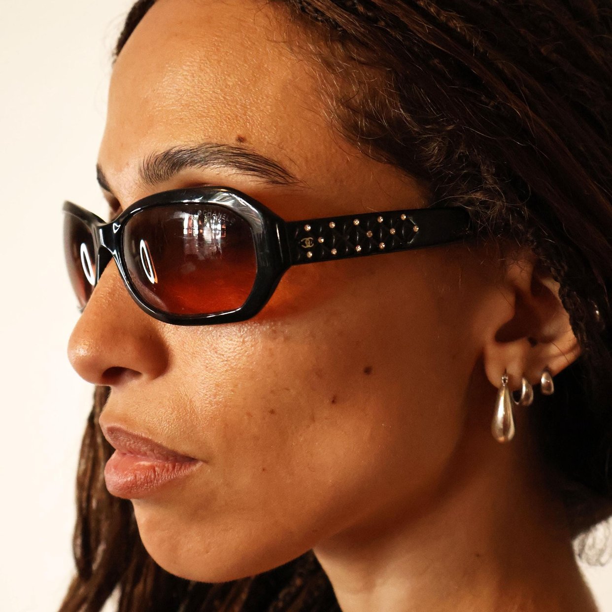 Beautiful Black Swarovski Crystal Quilted Frames Chanel Vintage Sunglasses! Y2k Vintage Chanel Sunglasses - Etsy main image 3