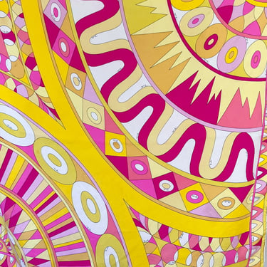 60’s Emilio Pucci Bright Yellow Psychedelic Kaleidoscopic Silk Scarf