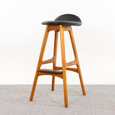 Teak & Leather Bar Stool by Erik Buch - (D1248) 