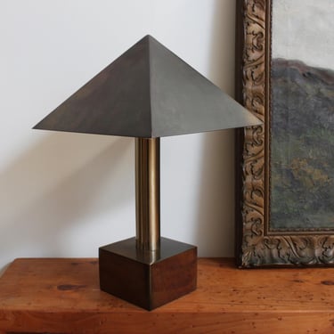 Vintage Patinated Brass Pyramid Lamp by Laurel Lamp Company 