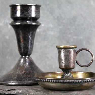 Vintage Silver Candlesticks | Tarnished Silver for Shabby Chic Look | Silver Candle Holders 