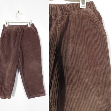 Vintage 90s Kids Brown Chunky Corduroy Pants With Pockets Size 2T/3T 