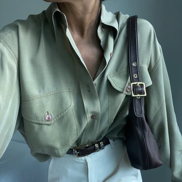 vintage 90s Y2K pochette leather and brass shoulder bag 