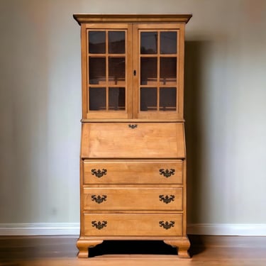 Vintage Solid Maple Secretary Cabinet, Desk, Storage, Entryway, Living Room, Colonial, Early American, Traditional, Wood 