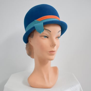 1960s Mod Teal Wool Felt Hat 