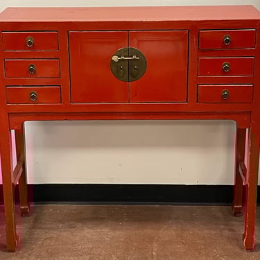 Red Asian Style Console Table/Cabinet