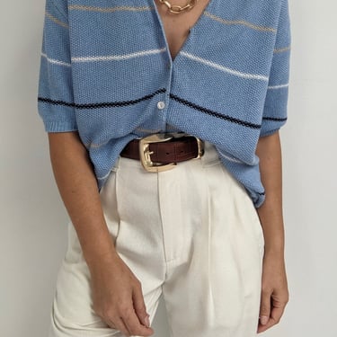 90s Sky Striped Seed Knit Cardigan