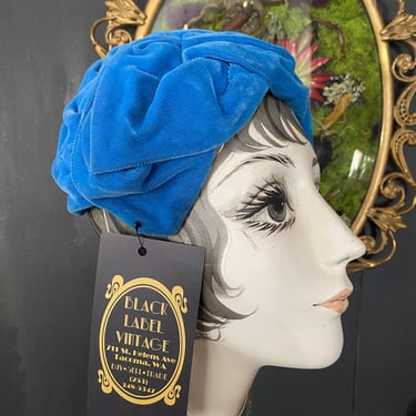 1950s hat, turquoise velvet, vintage hat, 50s headband, millinery, head piece, ruched, mrs maisel, mid century fashion, rockabilly 