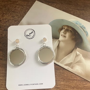 Mirror Earrings | Mirror Jewelry | Mirror Glass Earrings | Mirror Hoop Earrings | Reflective Earrings | Glass Jewelry | Hoop Earrings 