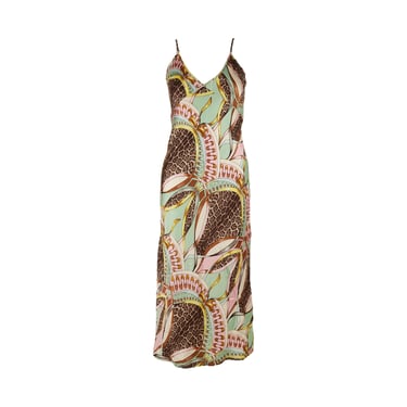 Cavalli Aqua Leopard Print Slip Dress
