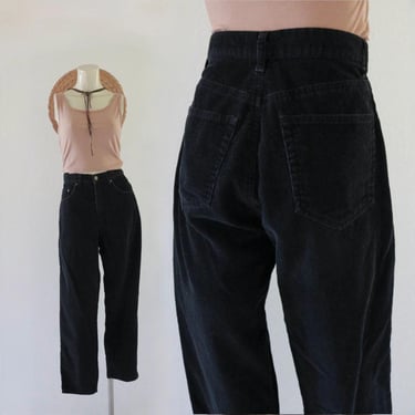 black corduroy trousers - 28 - vintage 90s y2k womens size small minimal simple size 6 