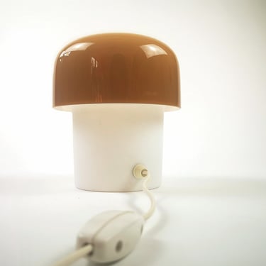 Vintage Mushroom Brown & White Meblo Guzzini Table Lamp, Luiggi Massoni, Nightstand Retro Light, 70's Lamp Design, Mushroom Vintage Lamp 