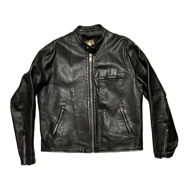 Vintage 1990s PROTECH Cafe Racer Leather Motorcycle Jacket ~ size 42 (Large) ~ Racing / Moto / Biker ~ 90s 