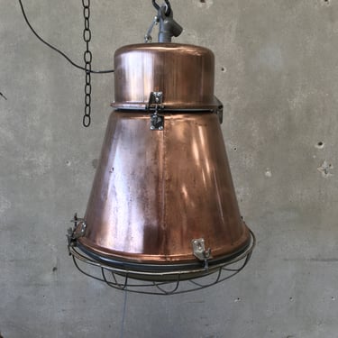 Vintage European Copper Warehouse Pendant Light