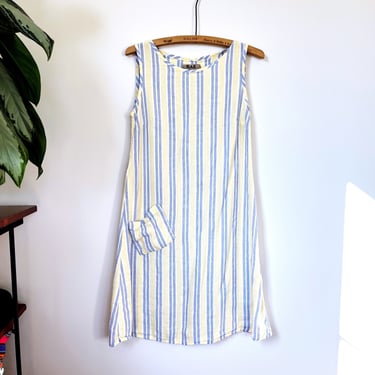 Vintage FLAX Striped Summer Dress - Size  P 