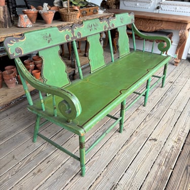 Green Painted Hitchcock Bench