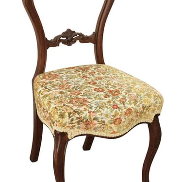 Single Floral Cushion Carved Chair