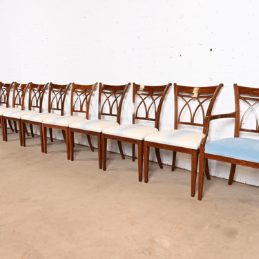 John Widdicomb Regency Carved Mahogany Dining Chairs, Set of Ten