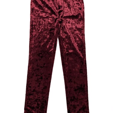 Joe’s - Maroon Crushed Velvet “The Charlie” High Rise Skinny Leg Pants Sz 0