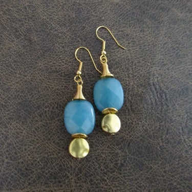 Blue stone and gold earrings 