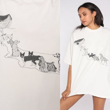Noah's Arc Dog T Shirt 90s Animal Tshirt Dog Lover Graphic Tee 1990s Two By Two Dalmatian Boston Terrier Vintage White Hanes T Shirt 2xl xxl 
