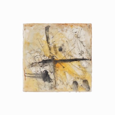 Kathy Blankley Roman Encaustic Painting Mixed Media Ceramic Tile Abstract 