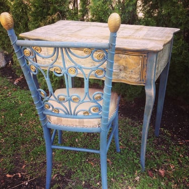 Sold 7/5 - Vintage Writing Desk - Painted Vanity - Shabby Chic Desk - Sheets of Music - Dressing Table 