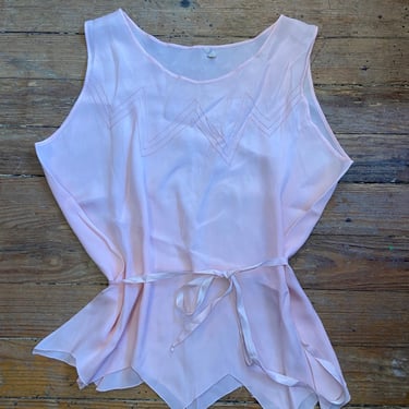 Vintage 30s light pink lingerie top triangle hem lounge beach pajamas by TimeBa