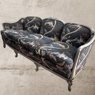 Vintage Carved French Regency Settee Sofa Brunschwig & Fils Chinoiserie 