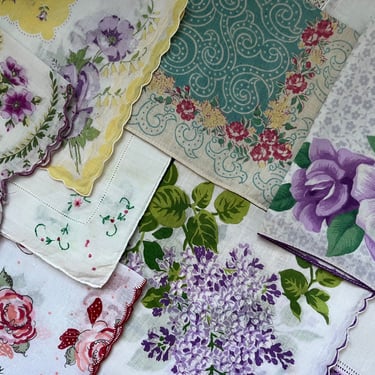 vintage handkerchief lot 1950s cotton hanky collection of 10 wedding hankies 