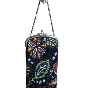 Vintage 20s Style Whiting Davis Art Nouveau Bag Flapper Purse Mesh Floral 