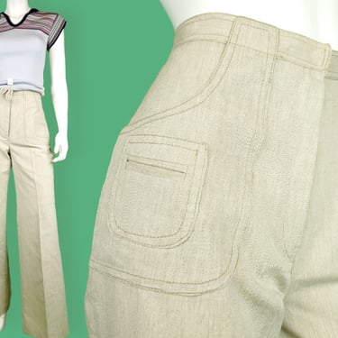 Deadstock 70s khaki pants. 1970s beige earthtone relaxed wide leg casual. Beautiful. (27 x 32 1/2") 