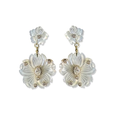 Mother of Pearl Double Flower Earrings