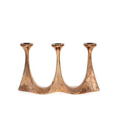 Vintage German Bronze Three Light Candle Holder