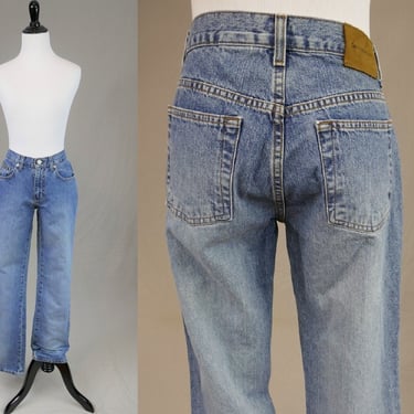 90s Calvin Klein Jeans - Size 2, 27" low rise waist - Blue Cotton Denim Pants - Vintage 1990s - 33.25" inseam 