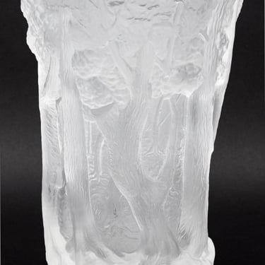 Bohemian Frosted Art Glass Forest Vase