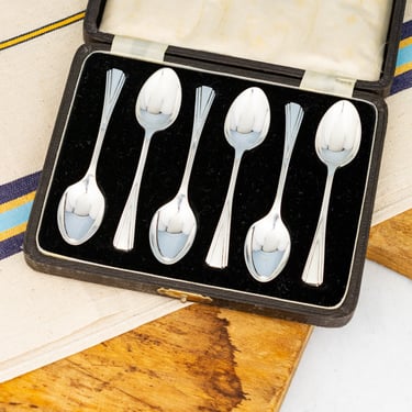 Vintage Silverplate Art Deco Demitasse Spoons - Set of 6