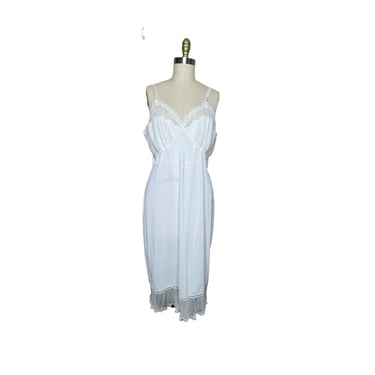 Vintage Shadowline Nightgown White Slip Dress, Size 42 