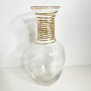 Rare Vintage Modern Kosta Boda Epoque Gold Spiral Anna Ehrner Carafe / Vase