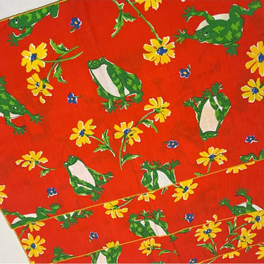 Vintage 1970s Set of 4 Frog + Flower Placemats 