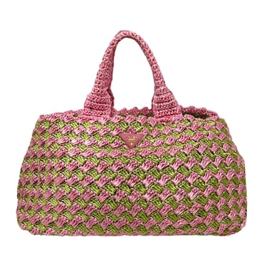 Prada Pink Jumbo Raffia Tote